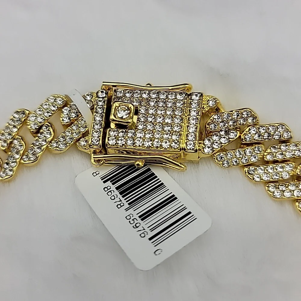 NE80830 Invicta Elements Iced Out Cuban Gold Tone 20